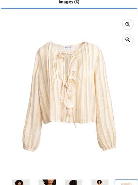 Jessica Simpson Striped Ruffle Tie-Front Blouse - Cream & Peach